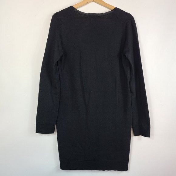 Ann Taylor LOFT Black Tunic Sweater - Deep V-Neck, Long Sleeve, Size 2 - Picture 2 of 12
